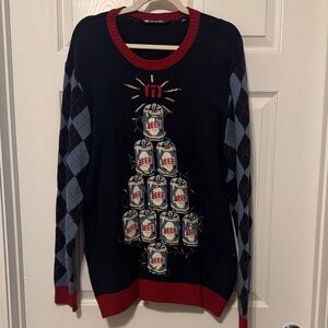 Travis Mathews Good Tidings Beer Can Christmas Holiday Sweater Men's Size XL